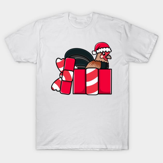 Cute Bantam Chicken in Christmas Gift T-Shirt by HeartsandFlags